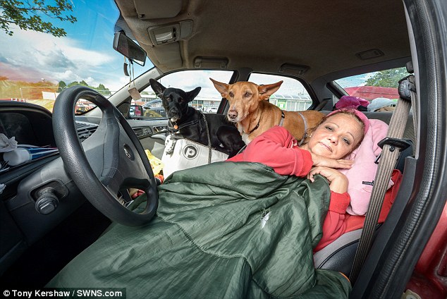 英国女教师为了不抛弃两只狗 在车里生活了4个月