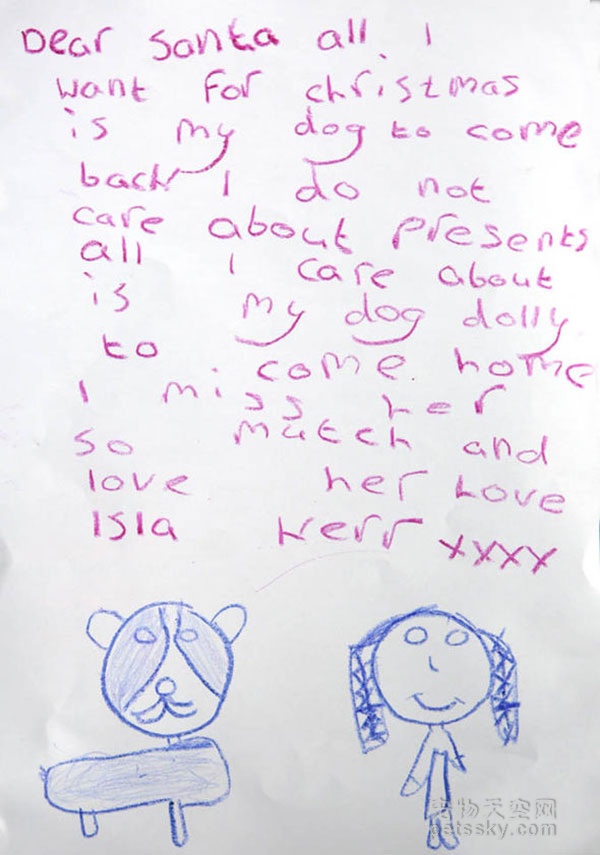 失明3年多的狗狗走失 小女孩给圣诞老人写信寻求帮助