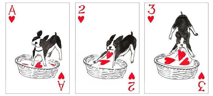 为喜欢狗狗的人设计的扑克牌 画风还挺好看