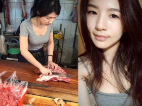 台北一名卖猪肉的女子爆红网络 男生纷纷称赞“初恋脸”